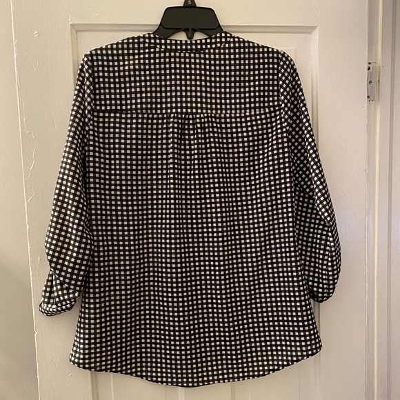 Black and white checkered blouse with 3/4 sleeves - Picture 5 of 9